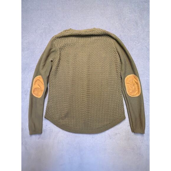 Lety & Me Sweater Elbow Patches Waffle Texture Dark Green Women SM - Picture 8 of 8